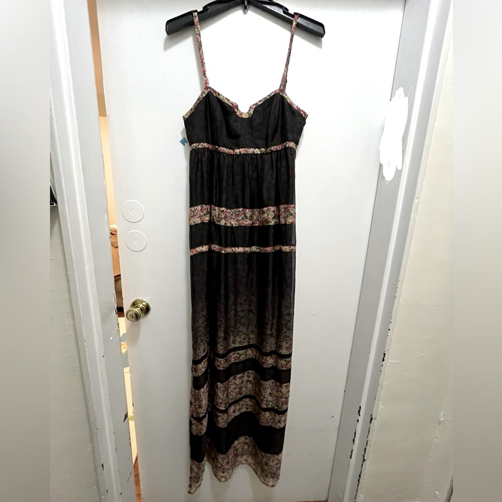 100% Silk “Walter” Floral Empire Waist Maxi Dress w/ Side Slits, Women’s 6